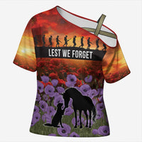 Personalised ANZAC Day Cross Shoulder Shirt Remembering the Animals of War LT19 Female Purple - Polynesian Pride
