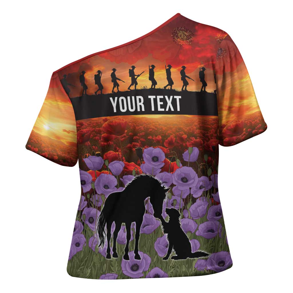Personalised ANZAC Day Cross Shoulder Shirt Remembering the Animals of War LT19 - Polynesian Pride