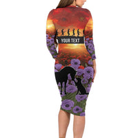 Personalised ANZAC Day Family Matching Long Sleeve Bodycon Dress and Hawaiian Shirt Remembering the Animals of War LT19 - Polynesian Pride