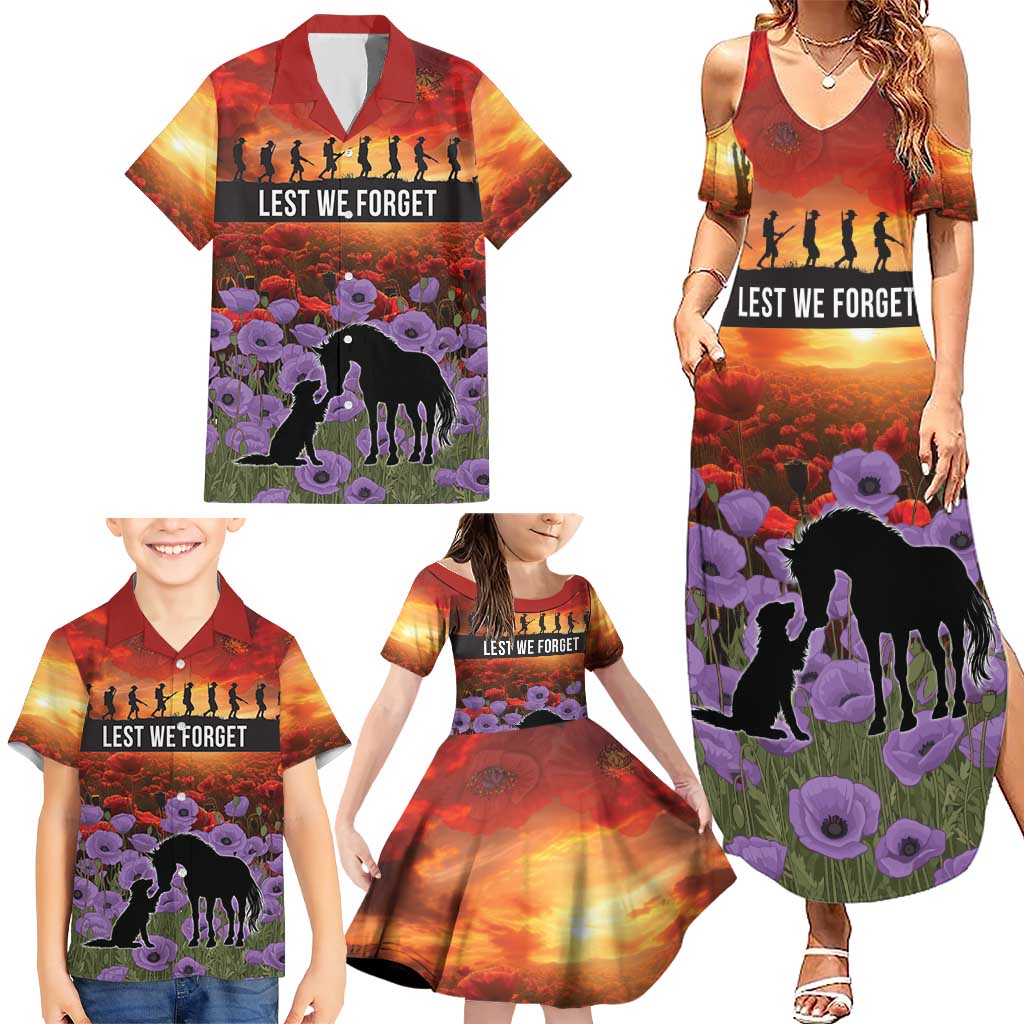 Personalised ANZAC Day Family Matching Summer Maxi Dress and Hawaiian Shirt Remembering the Animals of War LT19 - Polynesian Pride