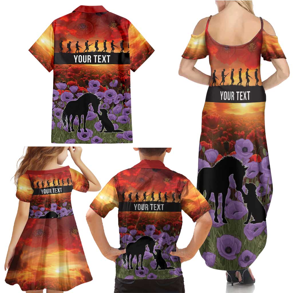 Personalised ANZAC Day Family Matching Summer Maxi Dress and Hawaiian Shirt Remembering the Animals of War LT19 - Polynesian Pride