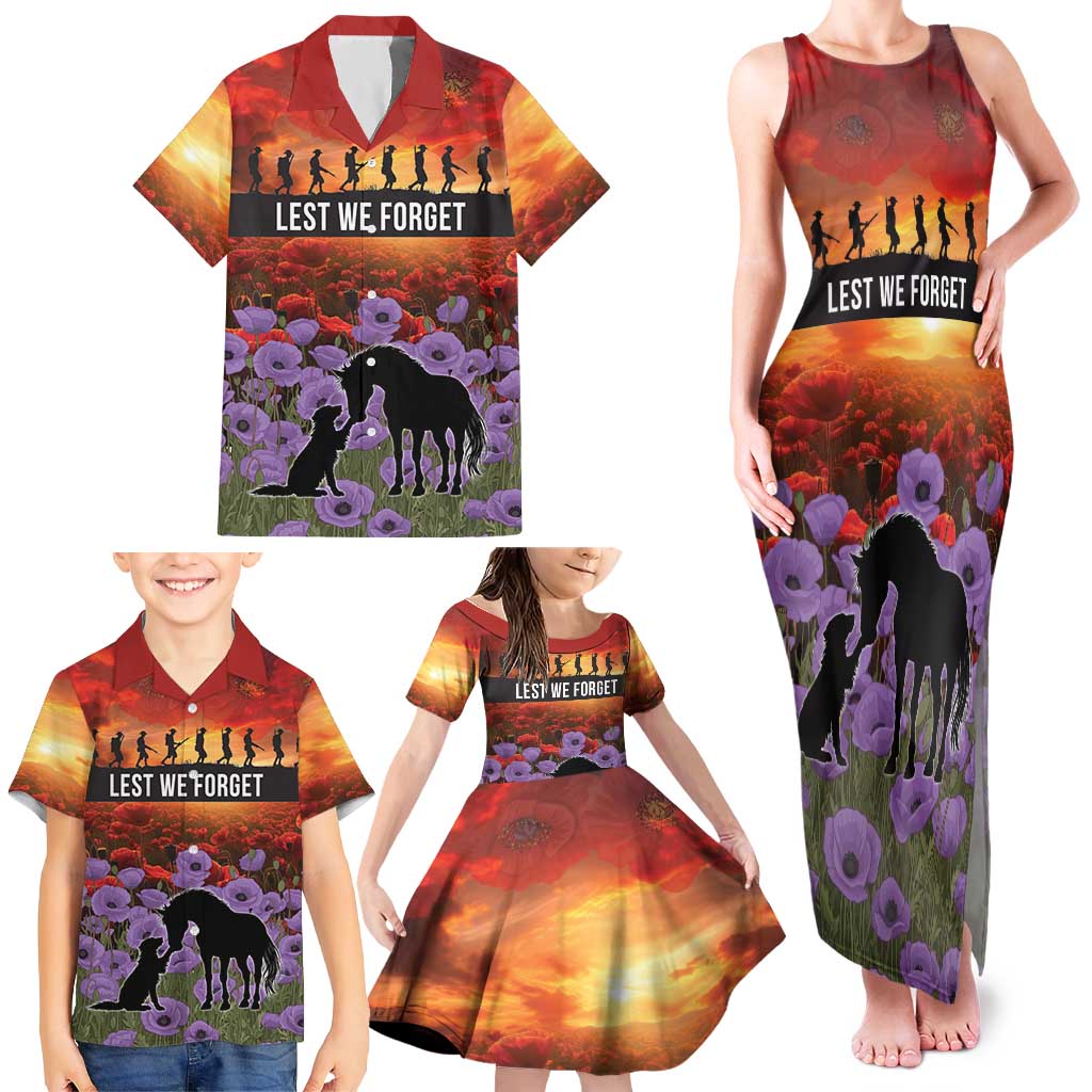 Personalised ANZAC Day Family Matching Tank Maxi Dress and Hawaiian Shirt Remembering the Animals of War LT19 - Polynesian Pride