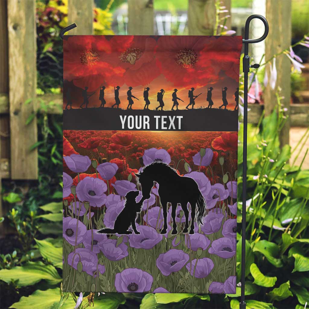 Personalised ANZAC Day Garden Flag Remembering the Animals of War LT19 Garden Flag Purple - Polynesian Pride