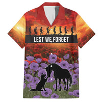 Personalised ANZAC Day Hawaiian Shirt Remembering the Animals of War LT19 Purple - Polynesian Pride