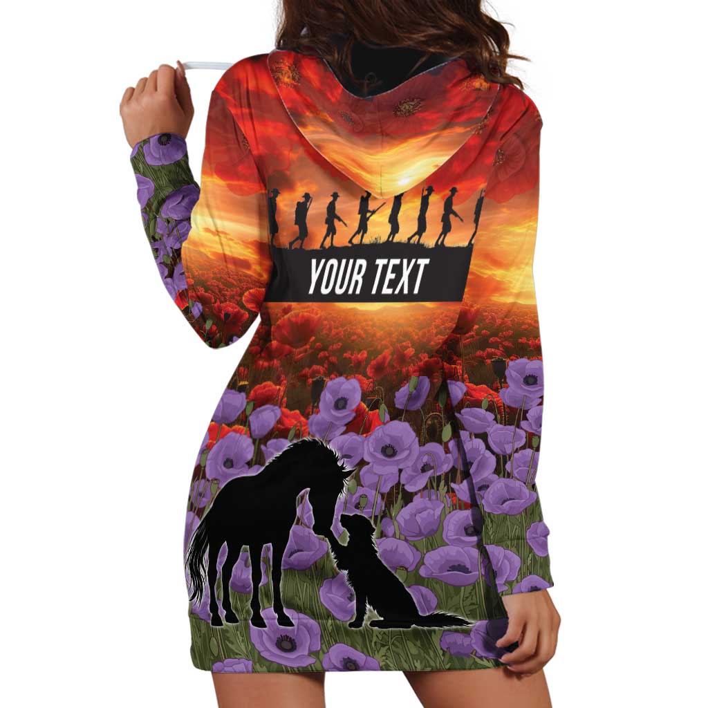 Personalised ANZAC Day Hoodie Dress Remembering the Animals of War
