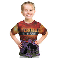 Personalised ANZAC Day Kid T Shirt Remembering the Animals of War LT19 Purple - Polynesian Pride