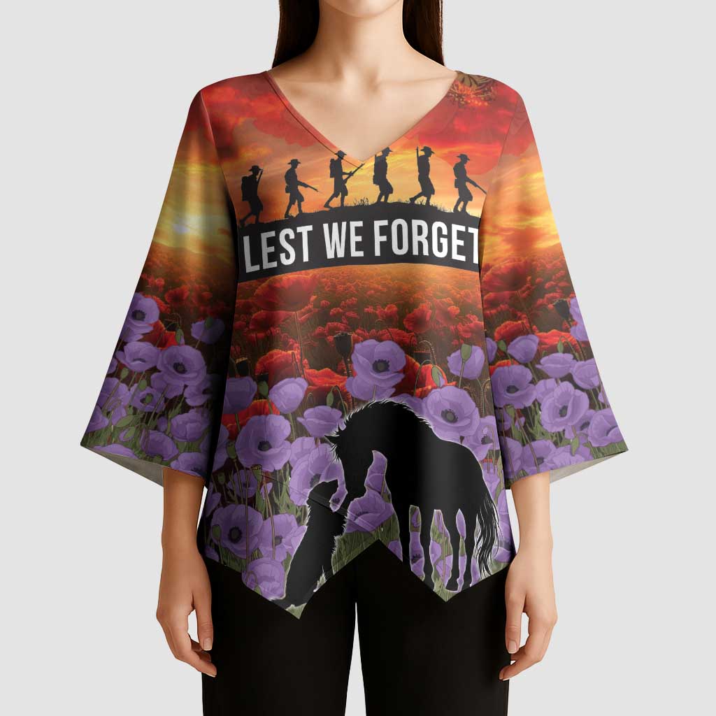 Personalised ANZAC Day Kimono Sleeve Blouse Remembering the Animals of War
