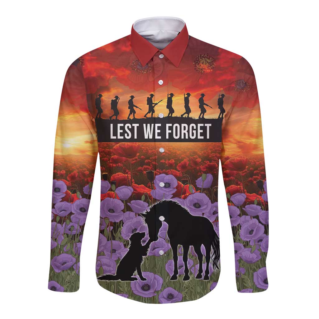 Personalised ANZAC Day Long Sleeve Button Shirt Remembering the Animals of War