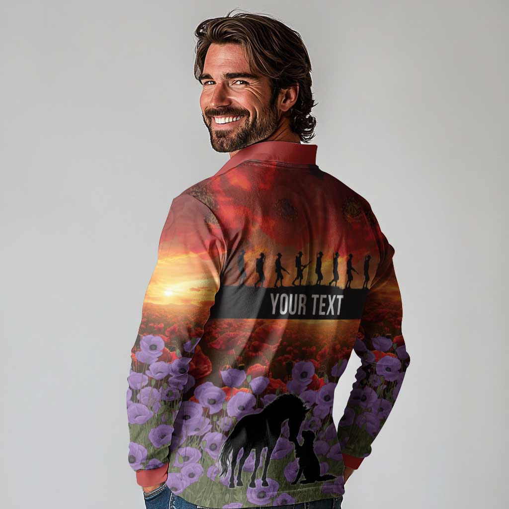 Personalised ANZAC Day Long Sleeve Polo Shirt Remembering the Animals of War