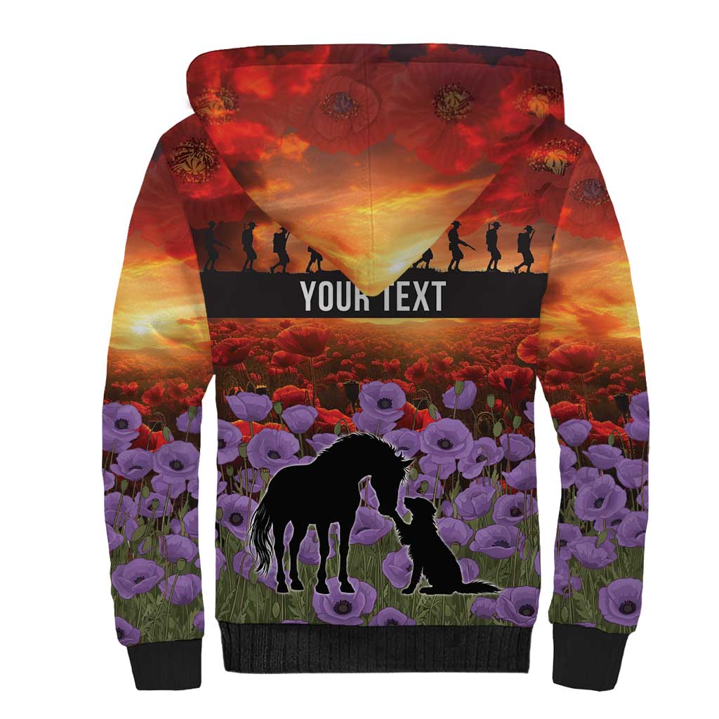 Personalised ANZAC Day Sherpa Hoodie Remembering the Animals of War