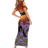 Personalised ANZAC Day Short Sleeve Bodycon Dress Remembering the Animals of War LT19 - Polynesian Pride