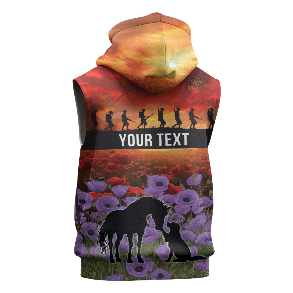 Personalised ANZAC Day Sleeveless Hoodie Remembering the Animals of War