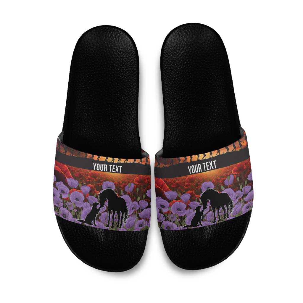 Personalised ANZAC Day Slide Sandals Remembering the Animals of War