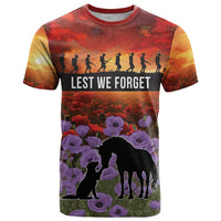 Personalised ANZAC Day T Shirt Remembering the Animals of War LT19 Purple - Polynesian Pride