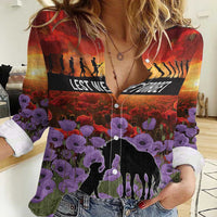 Personalised ANZAC Day Women Casual Shirt Remembering the Animals of War LT19 Female Purple - Polynesian Pride