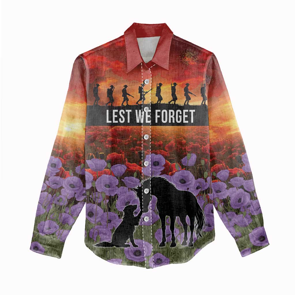Personalised ANZAC Day Women Casual Shirt Remembering the Animals of War LT19 - Polynesian Pride