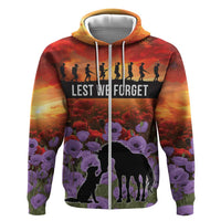 Personalised ANZAC Day Zip Hoodie Remembering the Animals of War LT19 Zip Hoodie Purple - Polynesian Pride