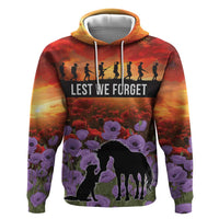 Personalised ANZAC Day Zip Hoodie Remembering the Animals of War LT19 Pullover Hoodie Purple - Polynesian Pride