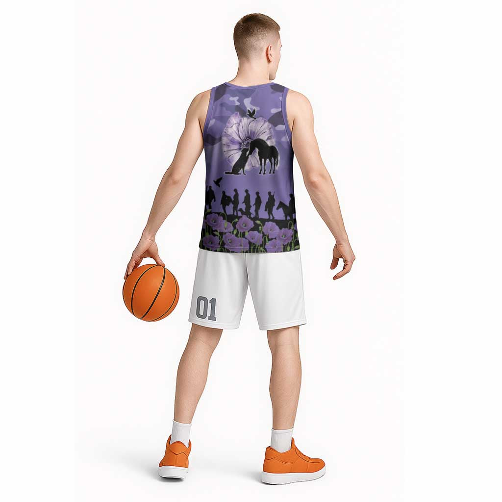 ANZAC Day Basketball Jersey Lest We Forget the Animals Too