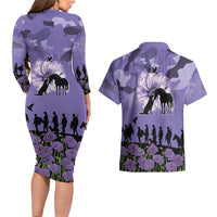 ANZAC Day Couples Matching Long Sleeve Bodycon Dress and Hawaiian Shirt Lest We Forget the Animals Too LT19 - Polynesian Pride