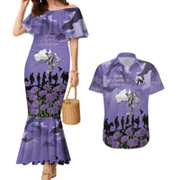 ANZAC Day Couples Matching Mermaid Dress and Hawaiian Shirt Lest We Forget the Animals Too LT19 Purple - Polynesian Pride
