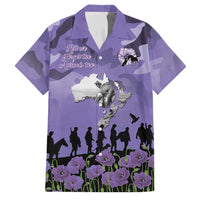 ANZAC Day Family Matching Off Shoulder Maxi Dress and Hawaiian Shirt Lest We Forget the Animals Too LT19 Dad's Shirt - Short Sleeve Purple - Polynesian Pride