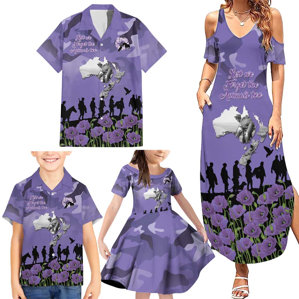 ANZAC Day Family Matching Summer Maxi Dress and Hawaiian Shirt Lest We Forget the Animals Too LT19 - Polynesian Pride