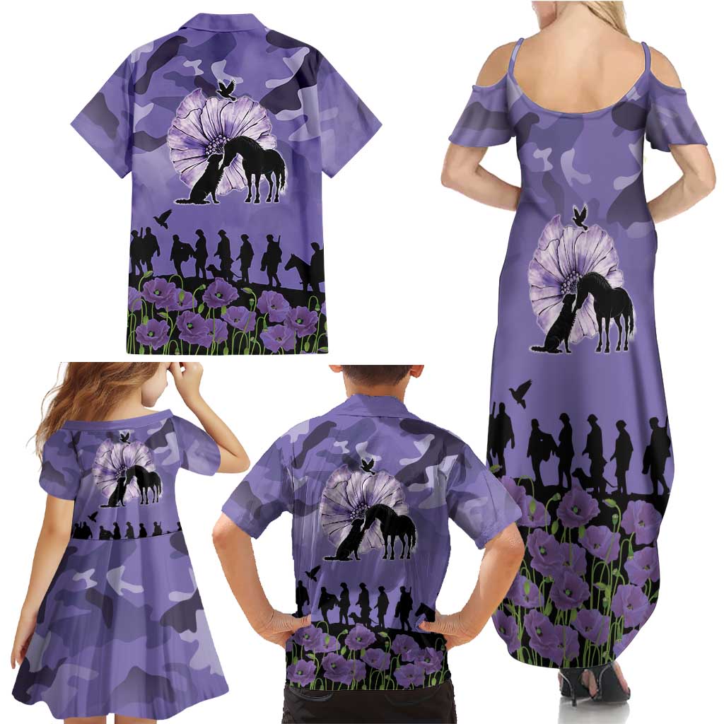 ANZAC Day Family Matching Summer Maxi Dress and Hawaiian Shirt Lest We Forget the Animals Too LT19 - Polynesian Pride