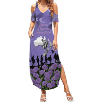 ANZAC Day Family Matching Summer Maxi Dress and Hawaiian Shirt Lest We Forget the Animals Too LT19 Mom's Dress Purple - Polynesian Pride
