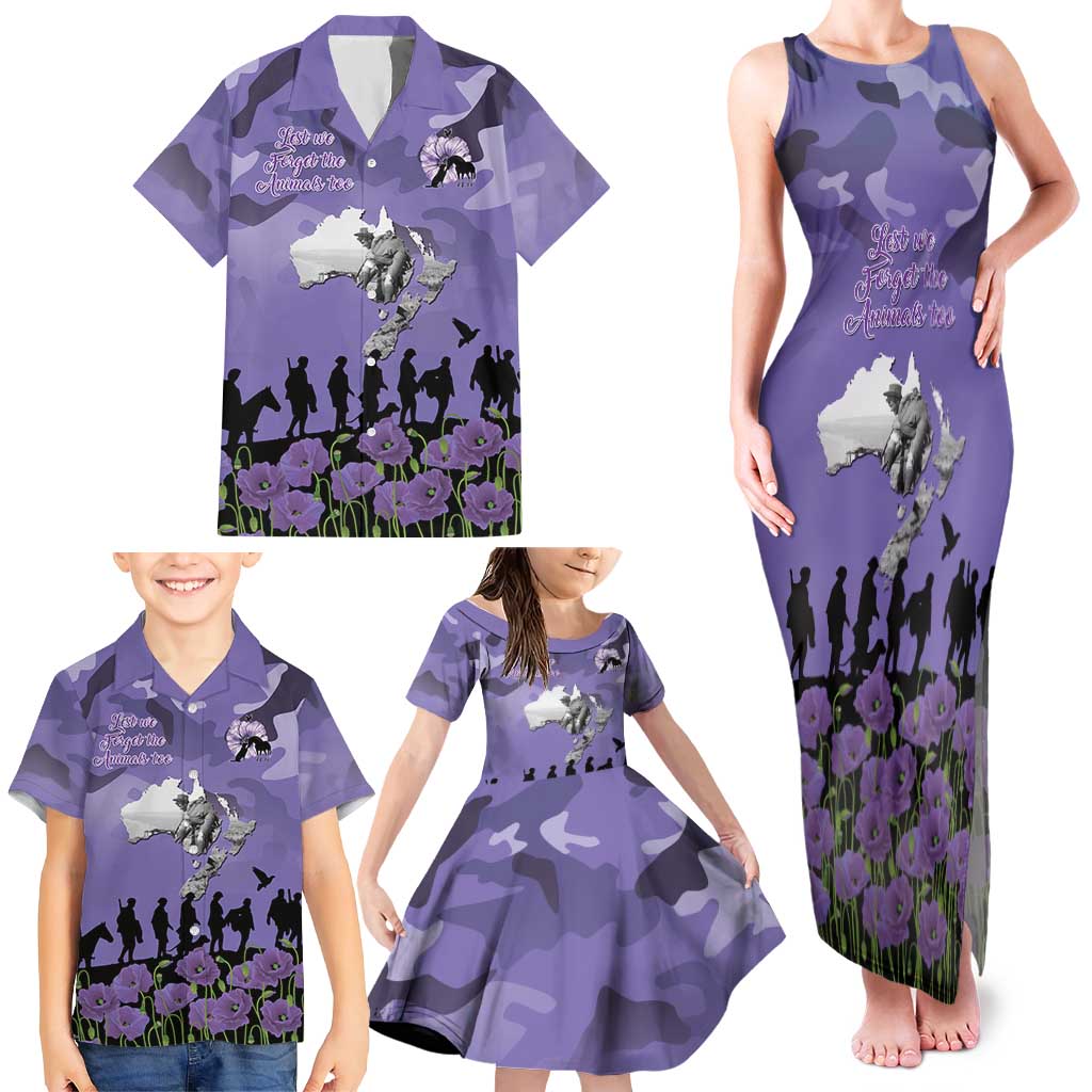 ANZAC Day Family Matching Tank Maxi Dress and Hawaiian Shirt Lest We Forget the Animals Too