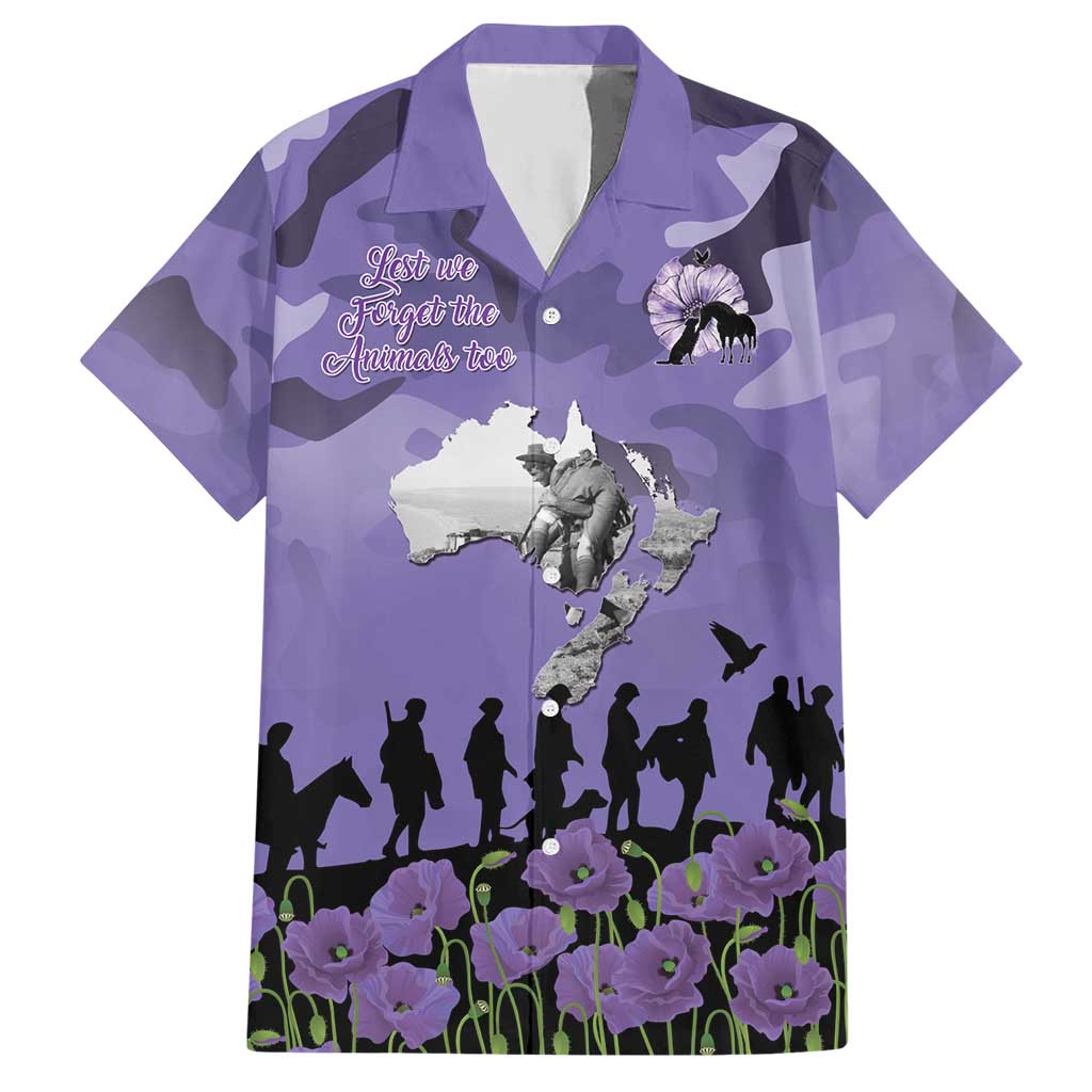 ANZAC Day Hawaiian Shirt Lest We Forget the Animals Too LT19 Purple - Polynesian Pride