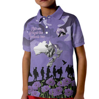 ANZAC Day Kid Polo Shirt Lest We Forget the Animals Too LT19 Kid Purple - Polynesian Pride