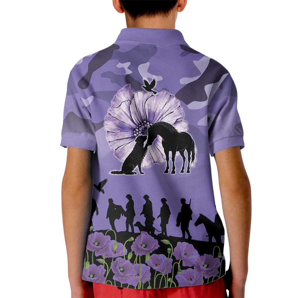 ANZAC Day Kid Polo Shirt Lest We Forget the Animals Too LT19 - Polynesian Pride