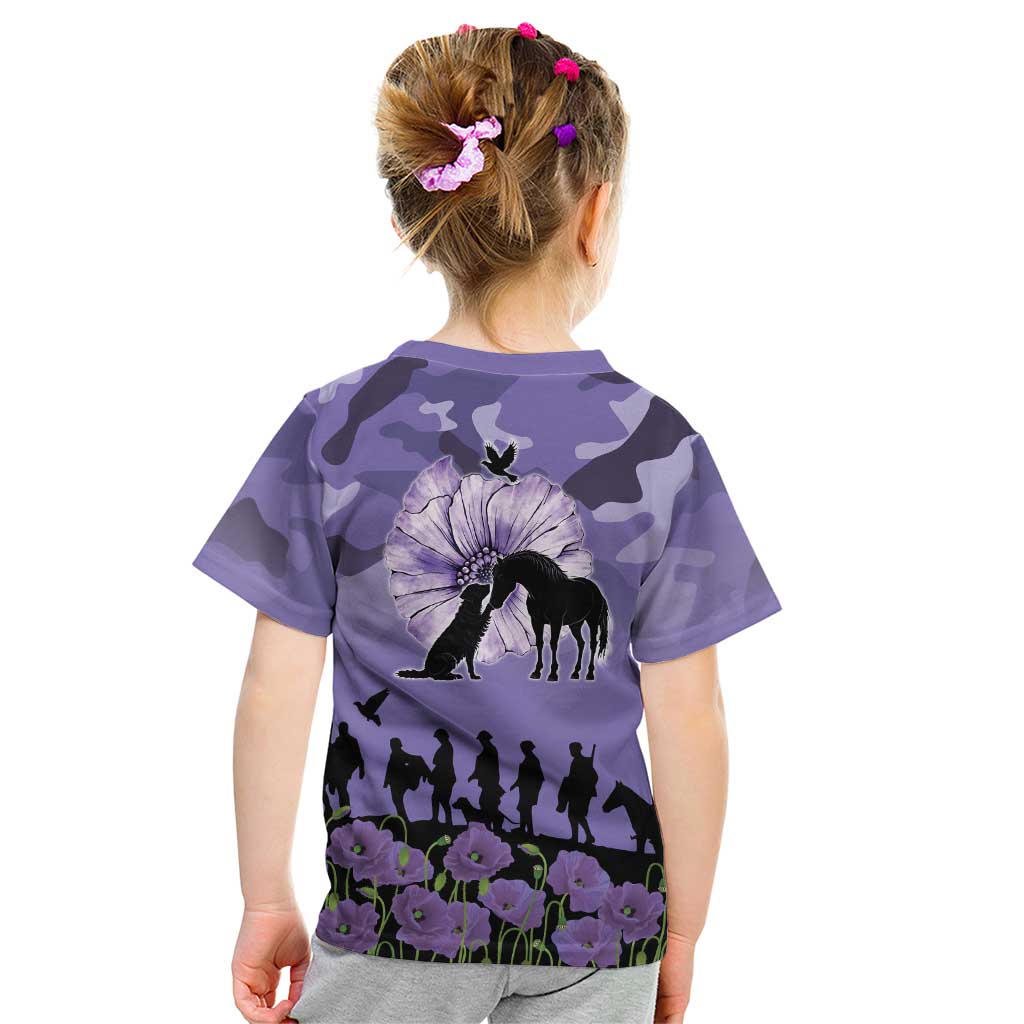 ANZAC Day Kid T Shirt Lest We Forget the Animals Too