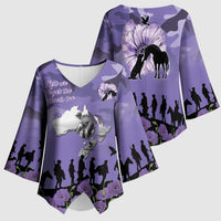 ANZAC Day Kimono Sleeve Blouse Lest We Forget the Animals Too