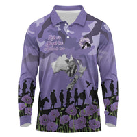 ANZAC Day Long Sleeve Polo Shirt Lest We Forget the Animals Too