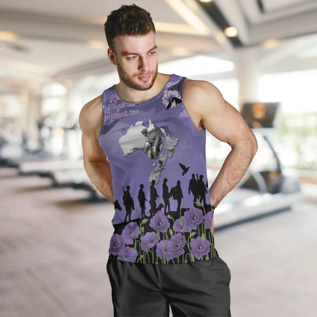 ANZAC Day Men Tank Top Lest We Forget the Animals Too