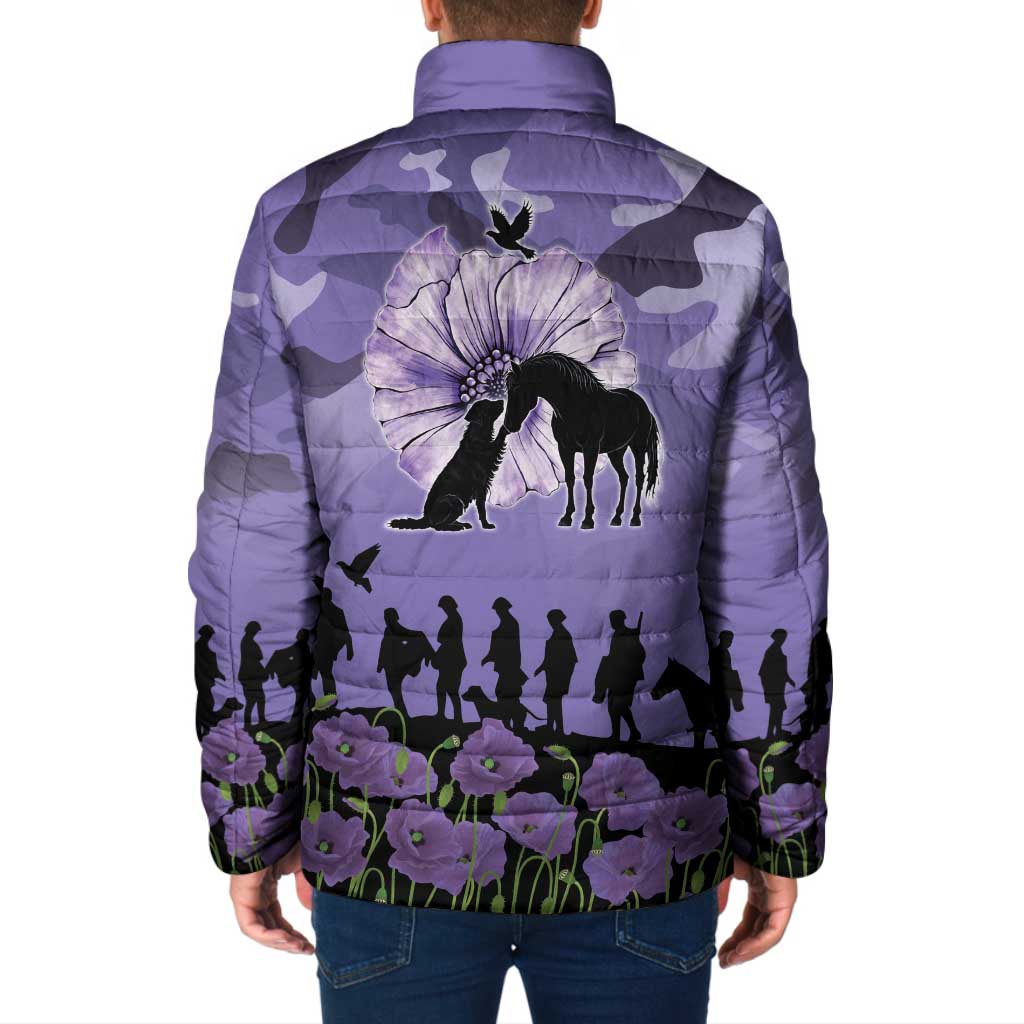 ANZAC Day Padded Jacket Lest We Forget the Animals Too