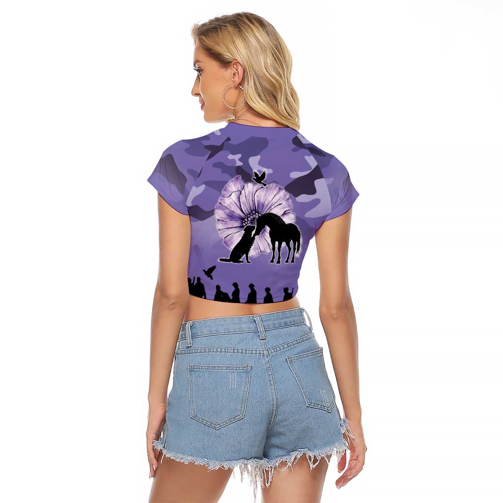ANZAC Day Raglan Cropped T Shirt Lest We Forget the Animals Too LT19 - Polynesian Pride