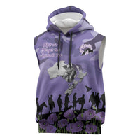 ANZAC Day Sleeveless Hoodie Lest We Forget the Animals Too LT19 Purple - Polynesian Pride