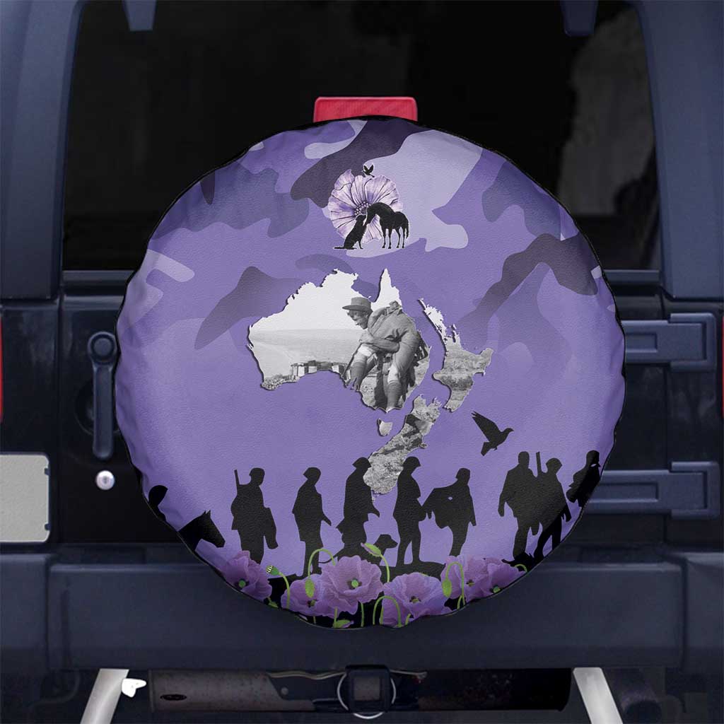 ANZAC Day Spare Tire Cover Lest We Forget the Animals Too LT19 No hole Purple - Polynesian Pride
