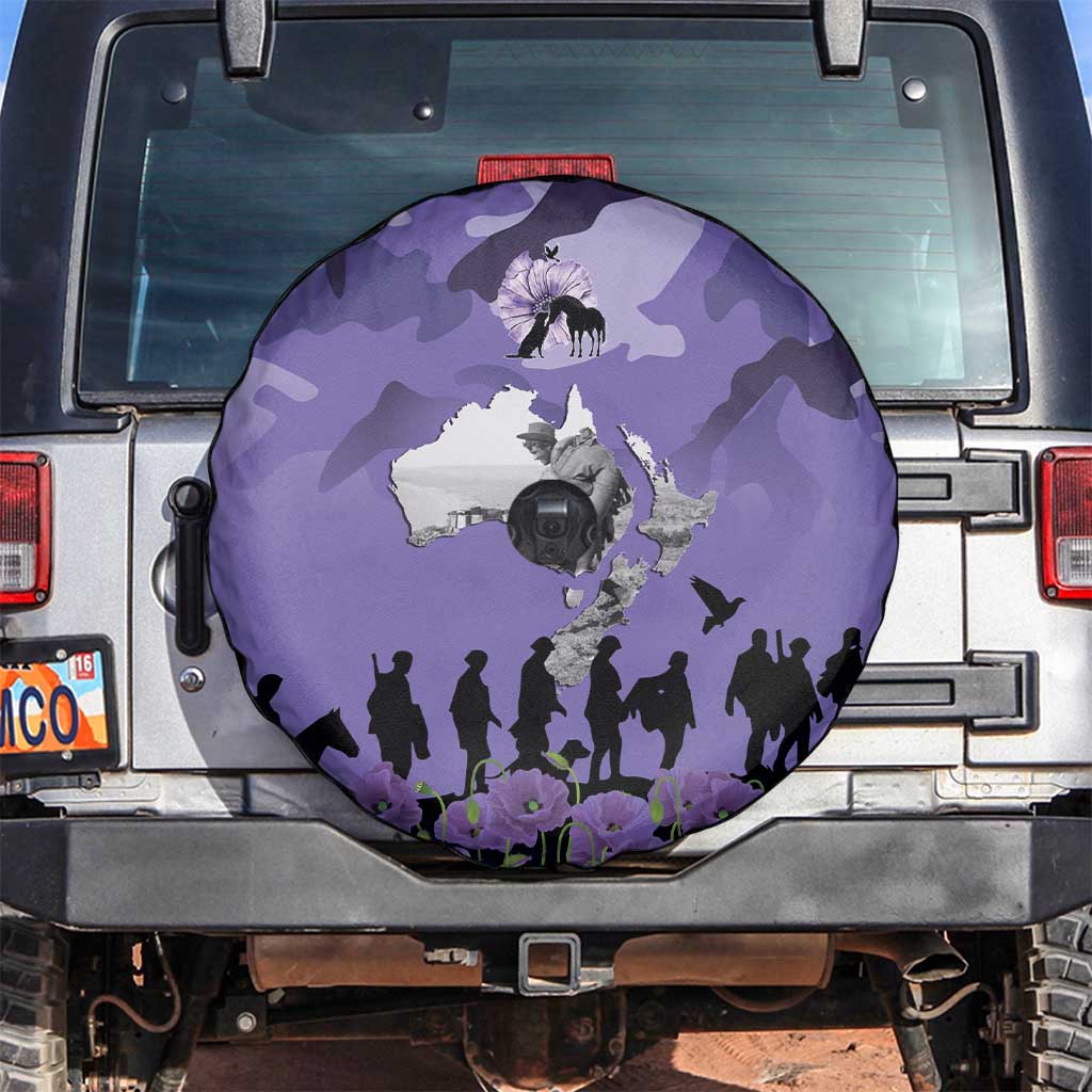ANZAC Day Spare Tire Cover Lest We Forget the Animals Too LT19 Purple - Polynesian Pride