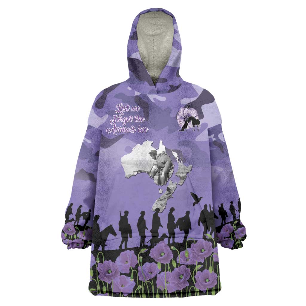 ANZAC Day Wearable Blanket Hoodie Lest We Forget the Animals Too