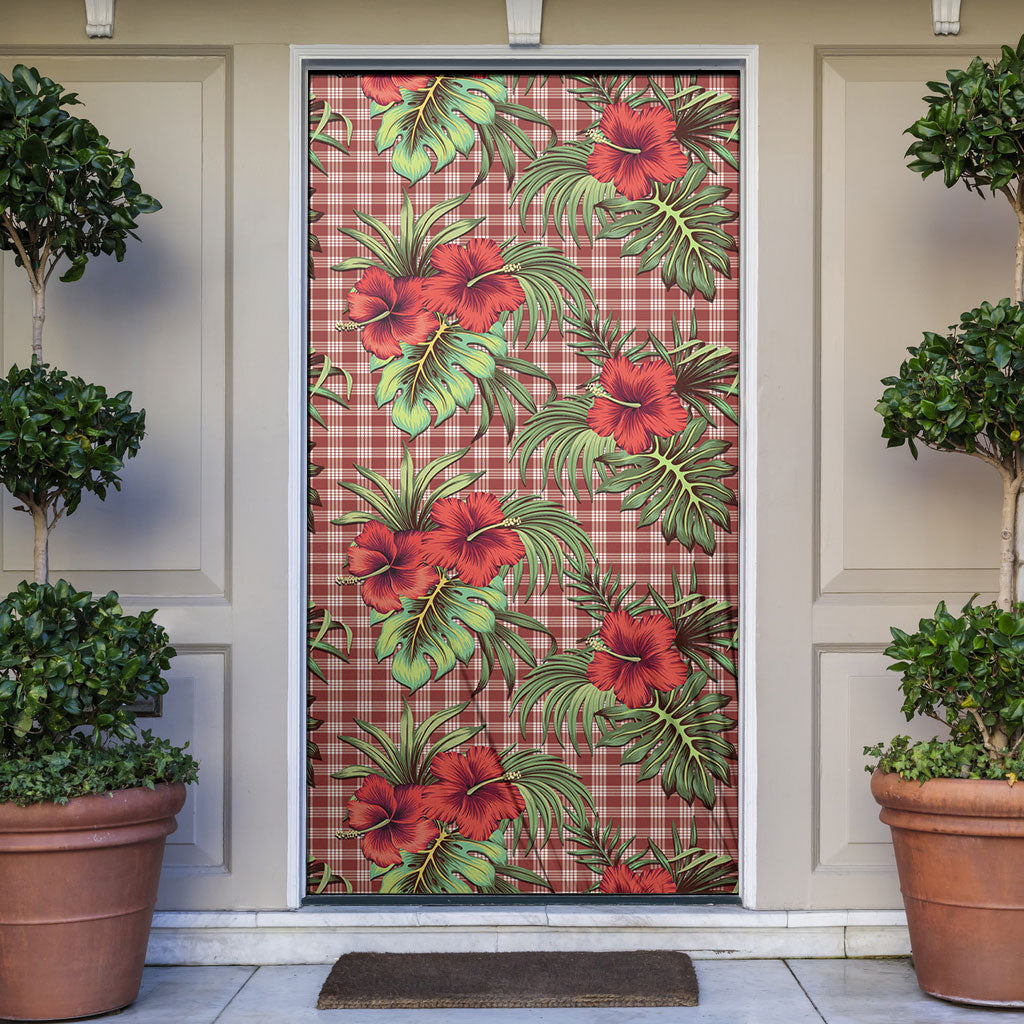 Vintage Hawaii Hibiscus Palaka Door Cover Red Color LT19 Red - Polynesian Pride