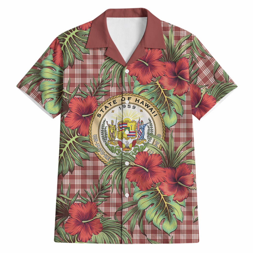 Vintage Hawaii Hibiscus Palaka Hawaiian Shirt Red Color LT19 Red - Polynesian Pride