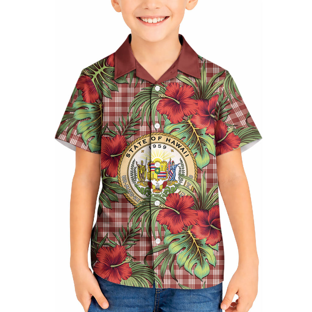 Vintage Hawaii Hibiscus Palaka Kid Hawaiian Shirt Red Color LT19 Kid Red - Polynesian Pride