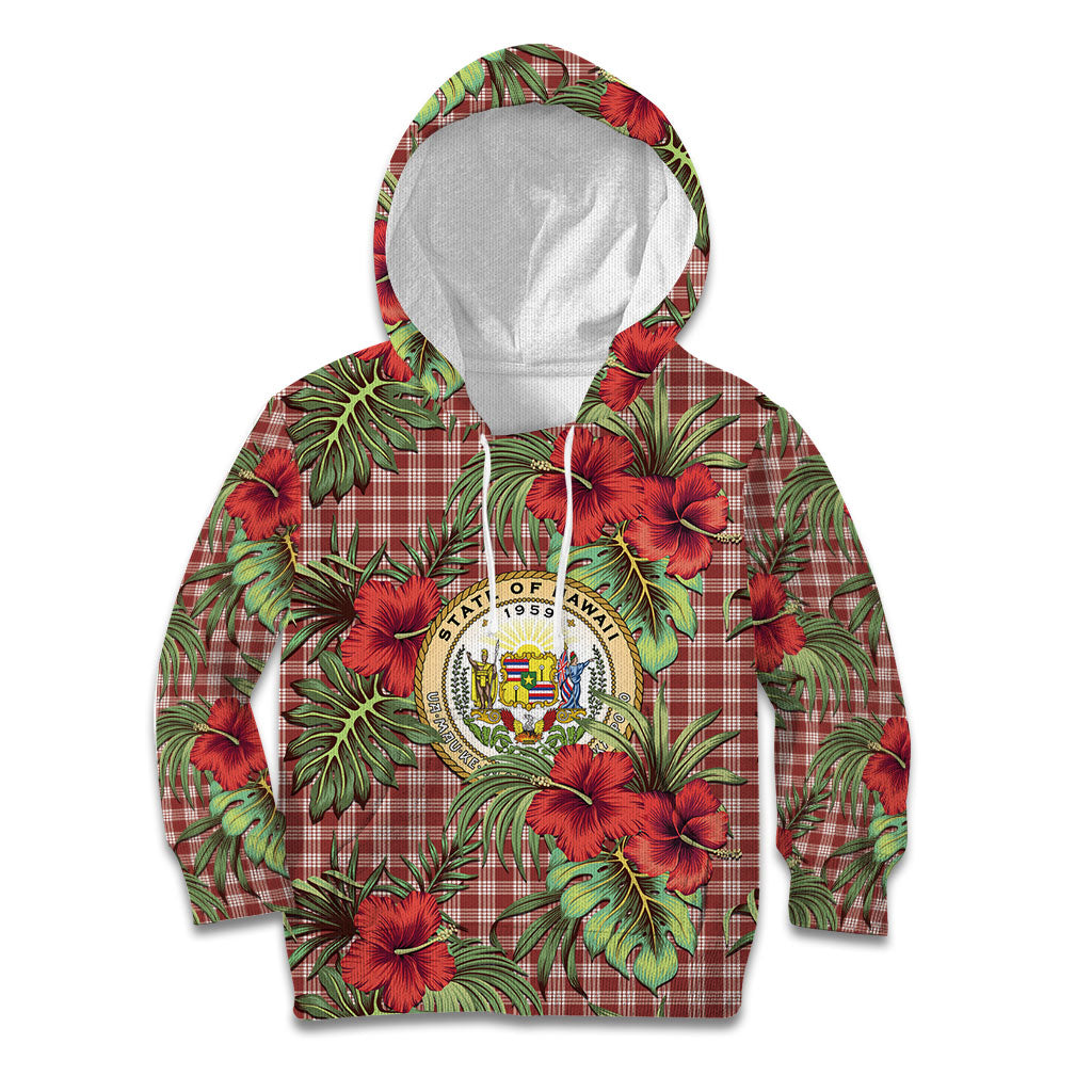 Vintage Hawaii Hibiscus Palaka Kid Hoodie Red Color LT19 Hoodie Red - Polynesian Pride