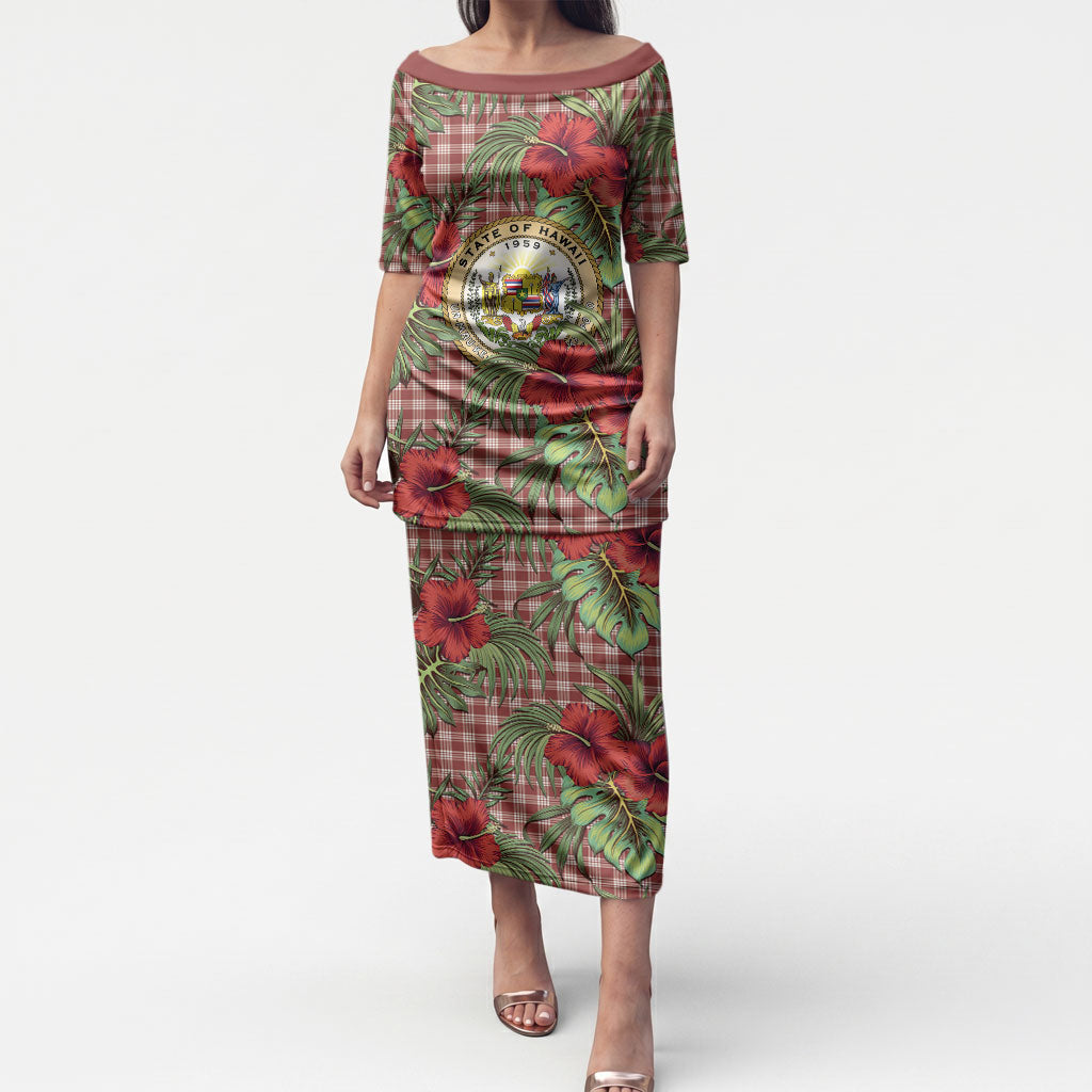 Vintage Hawaii Hibiscus Palaka Puletasi Red Color LT19 Long Dress Red - Polynesian Pride
