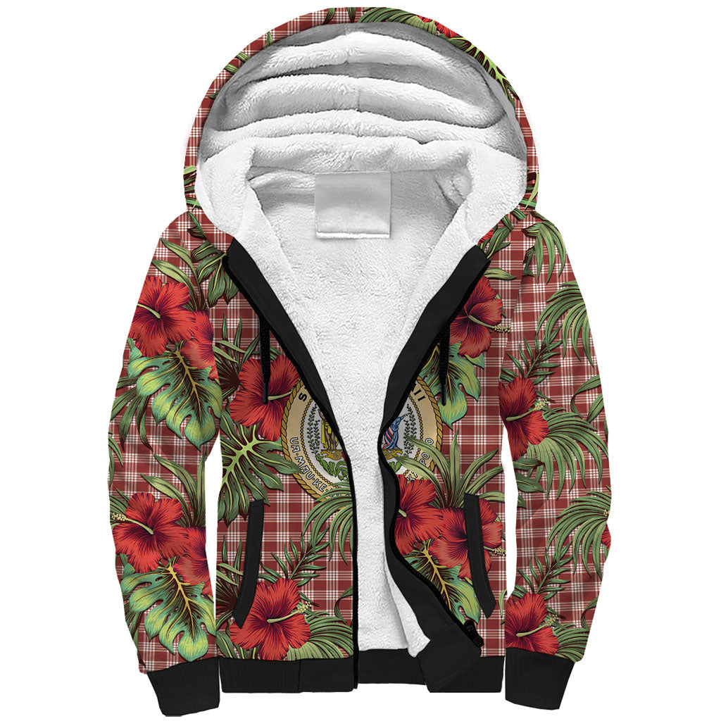 Vintage Hawaii Hibiscus Palaka Sherpa Hoodie Red Color LT19 Unisex Red - Polynesian Pride