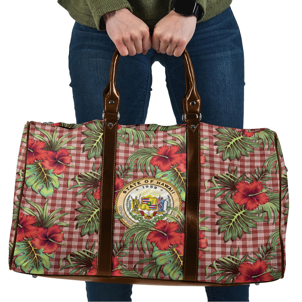Vintage Hawaii Hibiscus Palaka Travel Bag Red Color LT19 Red - Polynesian Pride